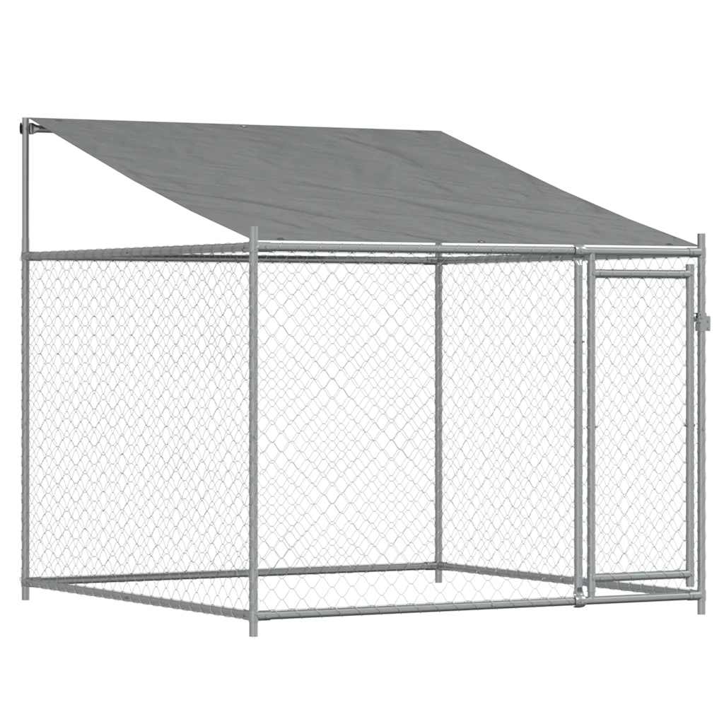Hondenhok met dak en deur 4x2x2 m gegalvaniseerd staal grijs is nu te koop bij PeponiXL, paradijselijk wonen!