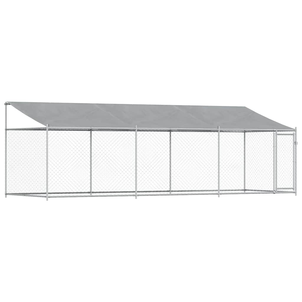 Hondenhok met dak en deur 6x2x2 m gegalvaniseerd staal grijs is nu te koop bij PeponiXL, paradijselijk wonen!