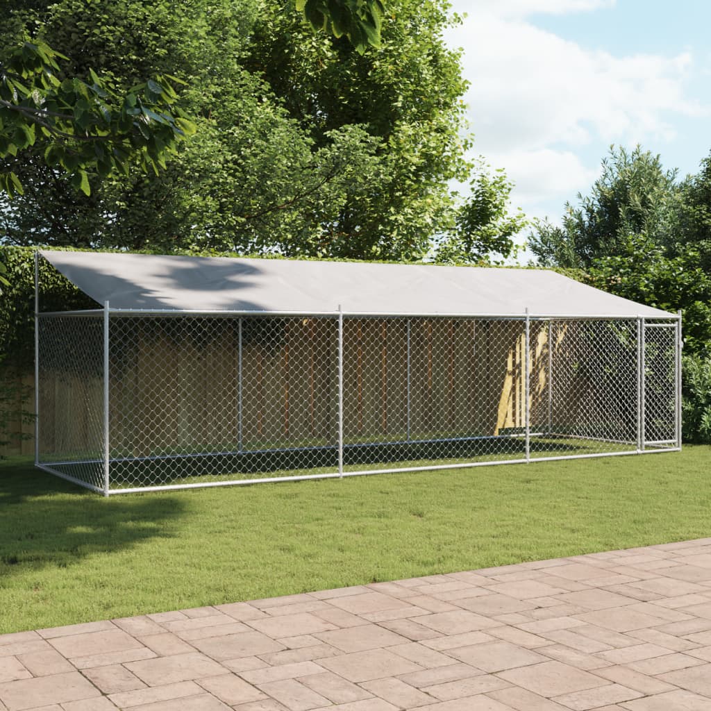 Hondenhok met dak en deur 6x2x2 m gegalvaniseerd staal grijs is nu te koop bij PeponiXL, paradijselijk wonen!