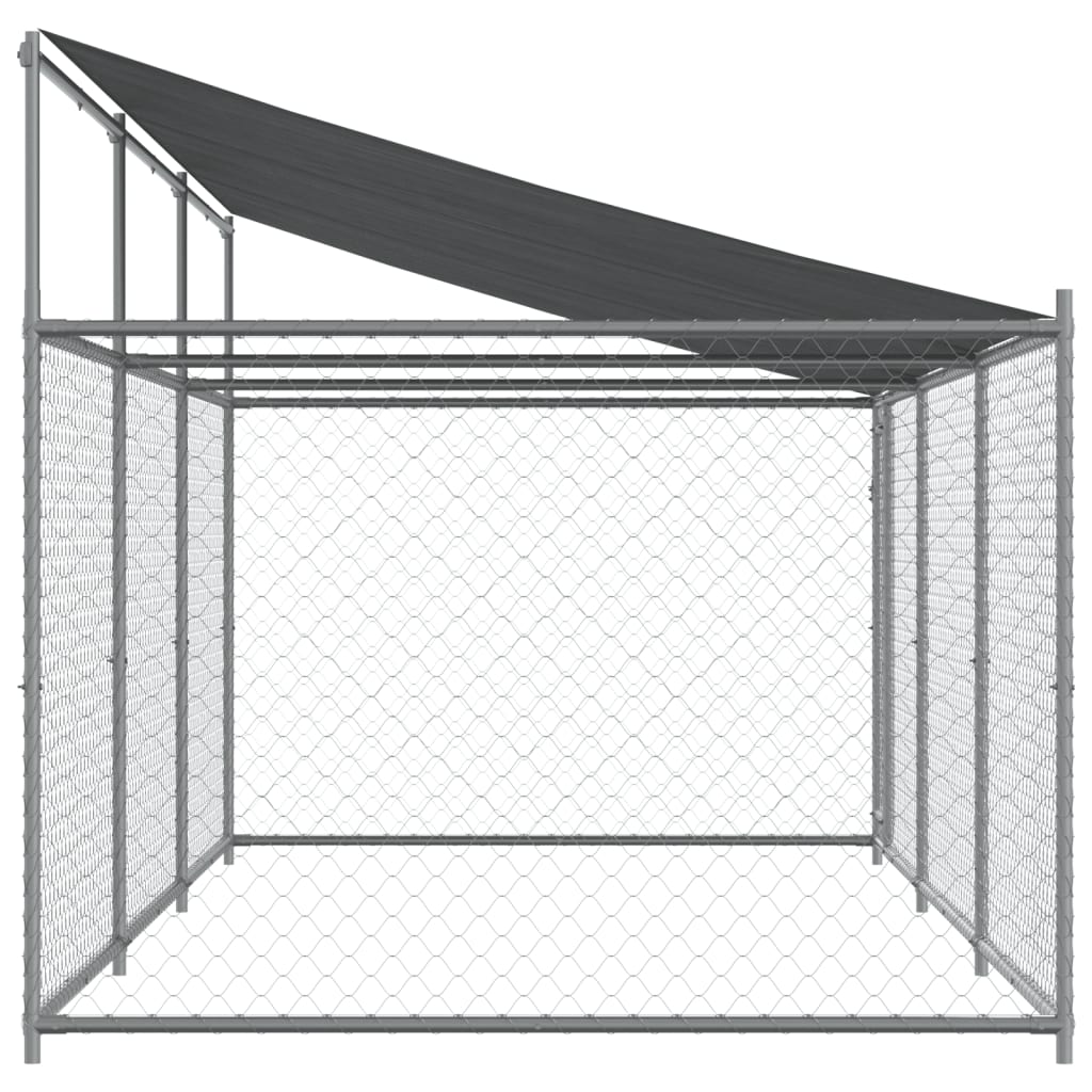 Hondenhok met dak en deur 6x2x2 m gegalvaniseerd staal grijs is nu te koop bij PeponiXL, paradijselijk wonen!