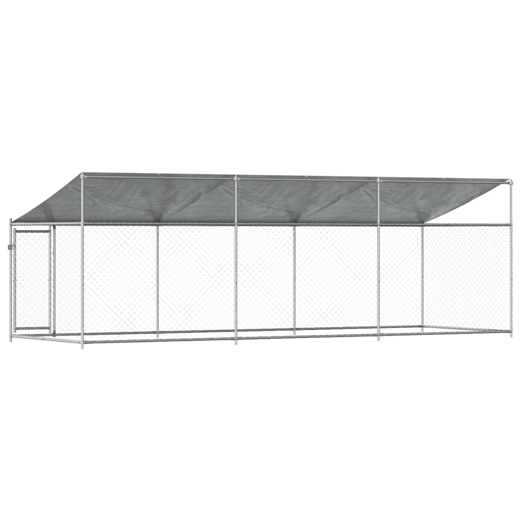 Hondenhok met dak en deur 6x2x2 m gegalvaniseerd staal grijs is nu te koop bij PeponiXL, paradijselijk wonen!