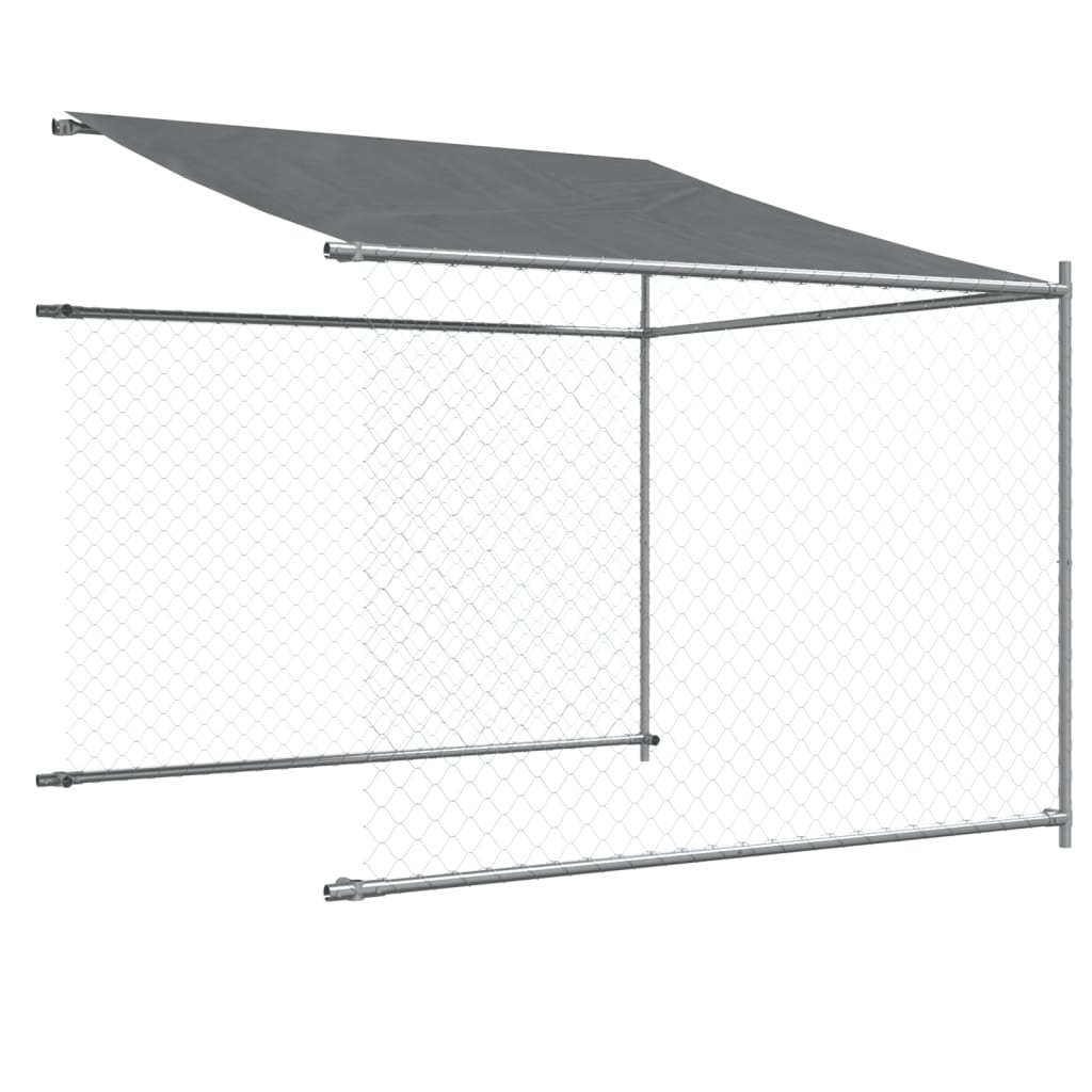 Hondenhok met dak en deur 6x2x2 m gegalvaniseerd staal grijs is nu te koop bij PeponiXL, paradijselijk wonen!