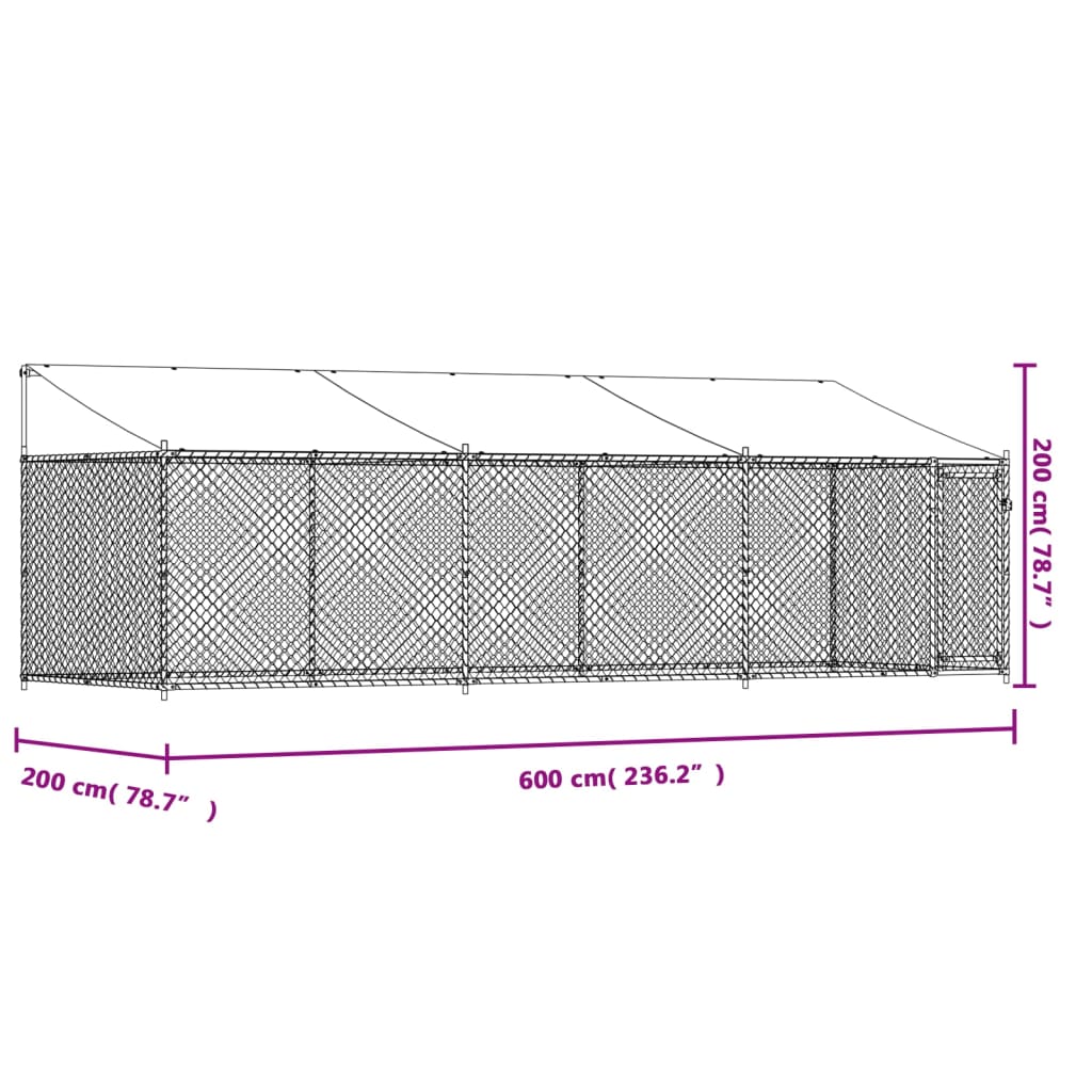 Hondenhok met dak en deur 6x2x2 m gegalvaniseerd staal grijs is nu te koop bij PeponiXL, paradijselijk wonen!