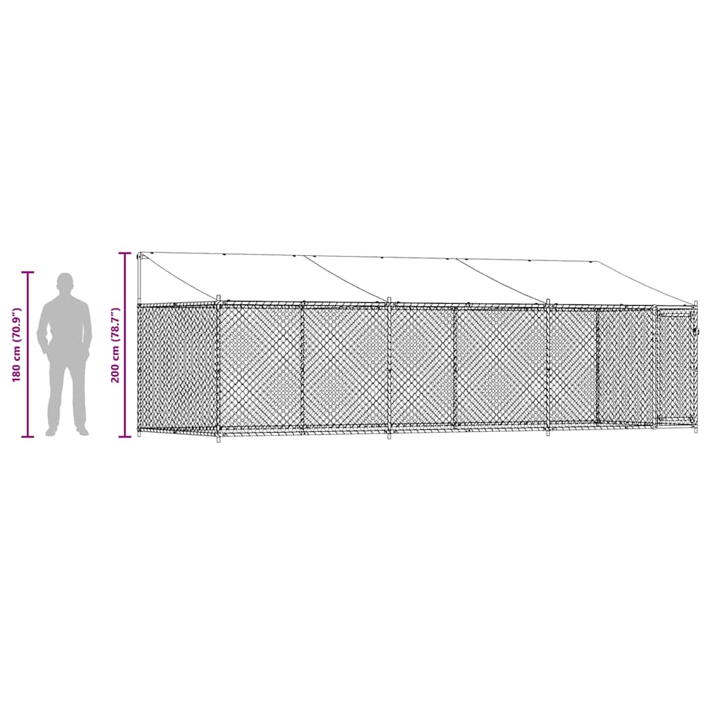 Hondenhok met dak en deur 6x2x2 m gegalvaniseerd staal grijs is nu te koop bij PeponiXL, paradijselijk wonen!