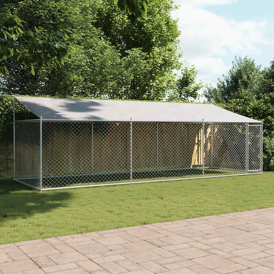 Hondenhok met dak en deur 6x2x2 m gegalvaniseerd staal grijs is nu te koop bij PeponiXL, paradijselijk wonen!