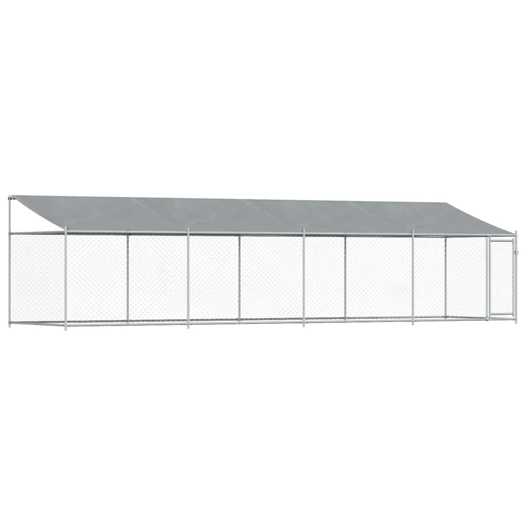 Hondenhok met dak en deur 8x2x2 m gegalvaniseerd staal grijs is nu te koop bij PeponiXL, paradijselijk wonen!