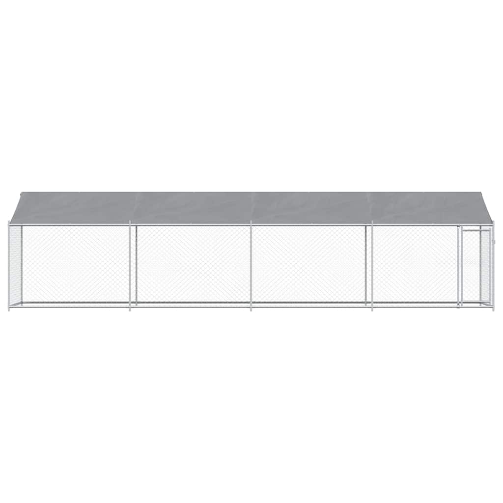 Hondenhok met dak en deur 8x2x2 m gegalvaniseerd staal grijs is nu te koop bij PeponiXL, paradijselijk wonen!