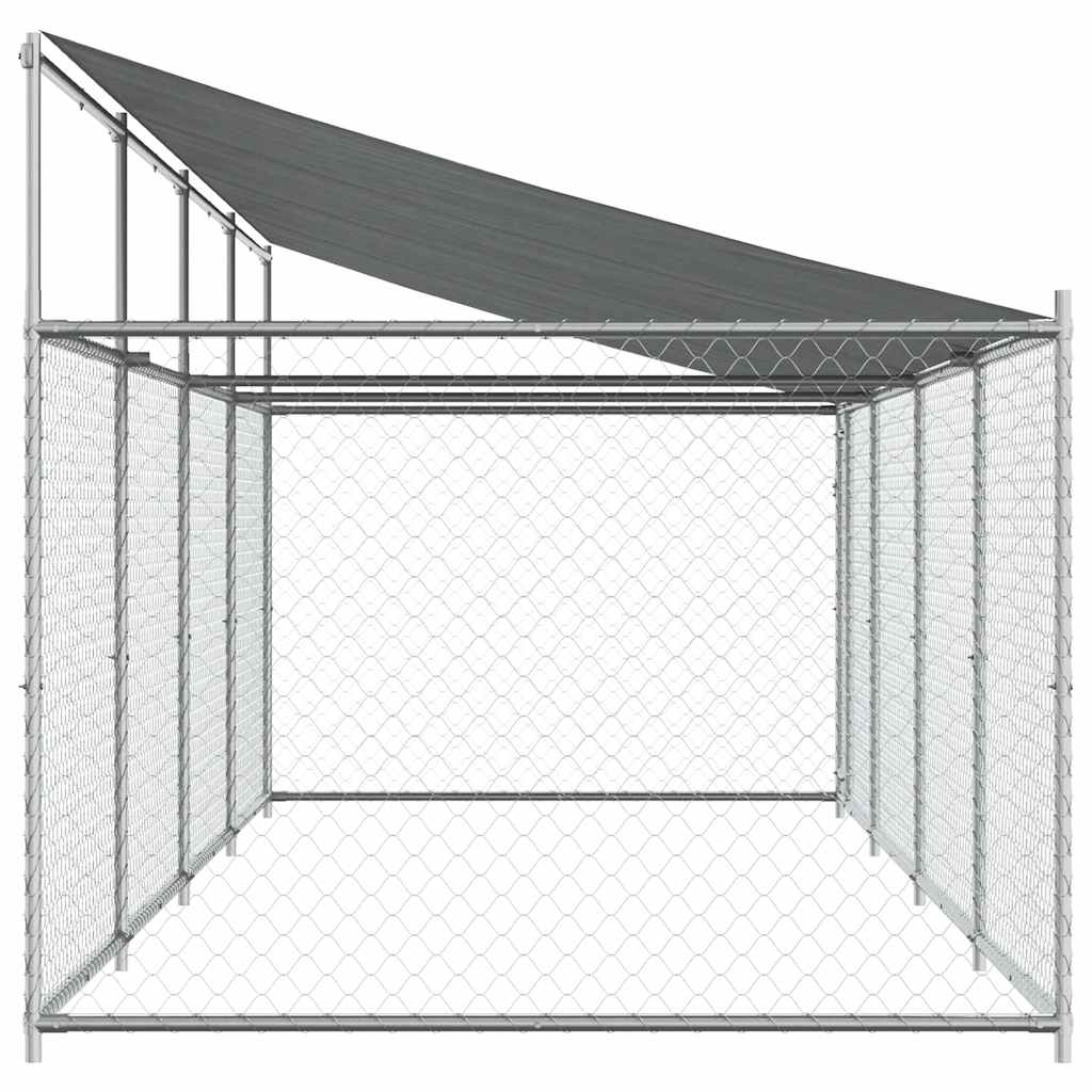 Hondenhok met dak en deur 8x2x2 m gegalvaniseerd staal grijs is nu te koop bij PeponiXL, paradijselijk wonen!