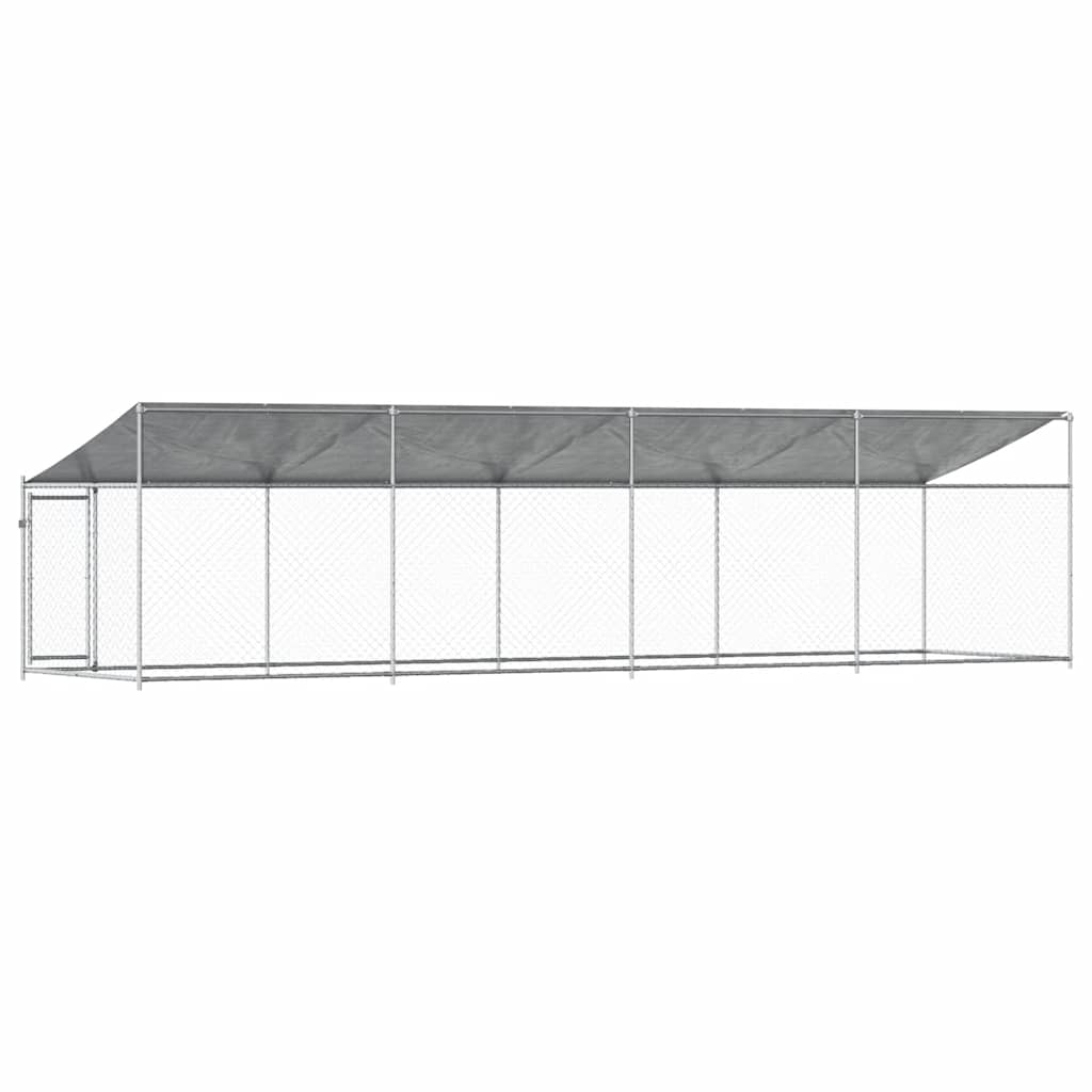 Hondenhok met dak en deur 8x2x2 m gegalvaniseerd staal grijs is nu te koop bij PeponiXL, paradijselijk wonen!