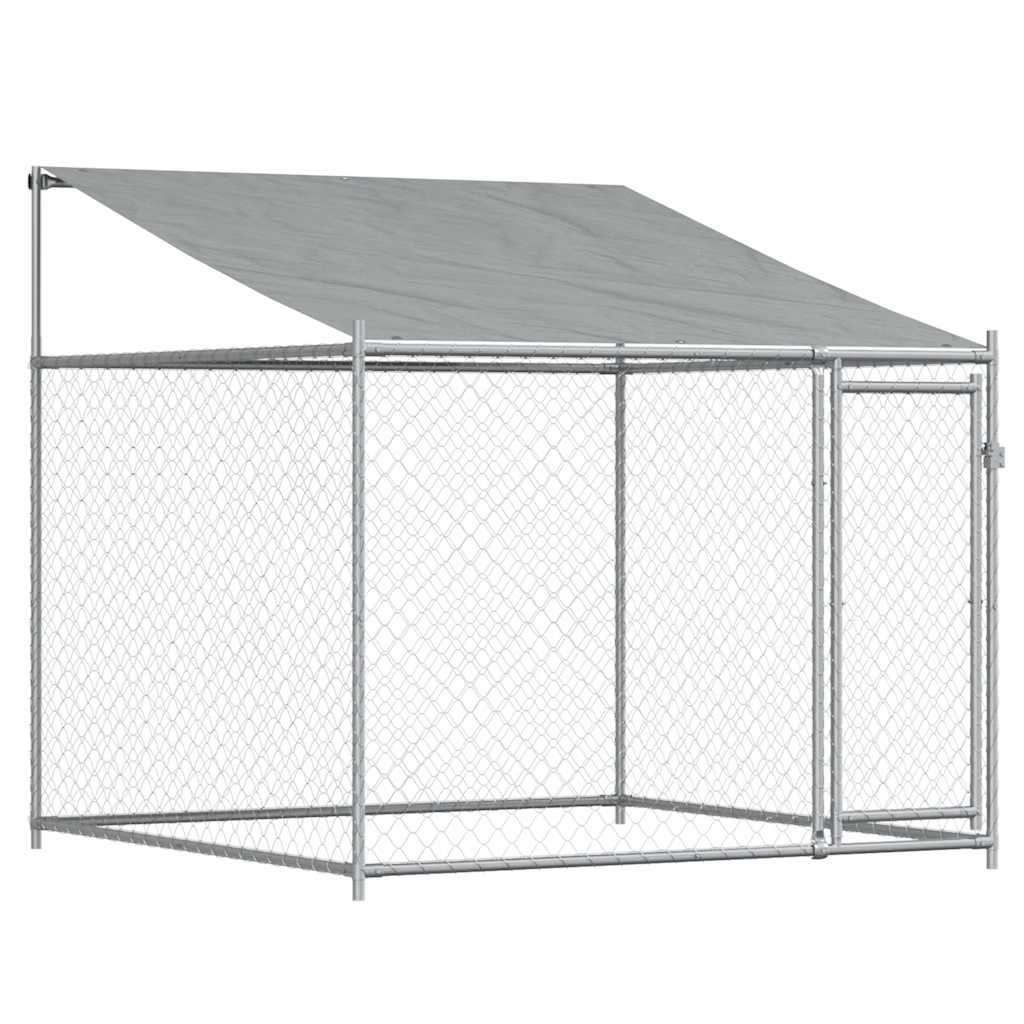 Hondenhok met dak en deur 8x2x2 m gegalvaniseerd staal grijs is nu te koop bij PeponiXL, paradijselijk wonen!