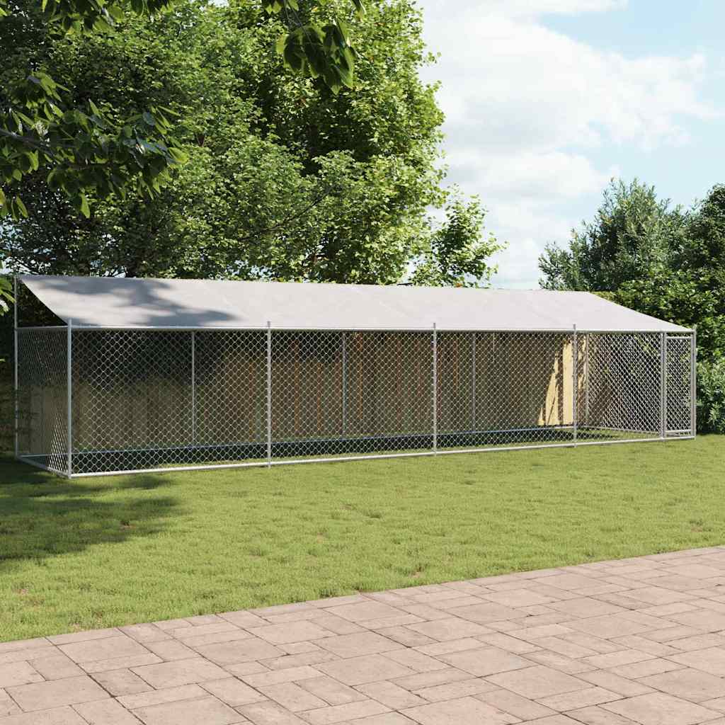 Hondenhok met dak en deur 8x2x2 m gegalvaniseerd staal grijs is nu te koop bij PeponiXL, paradijselijk wonen!