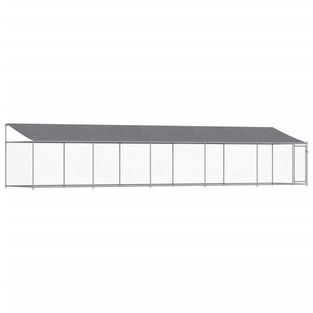 Hondenhok met dak en deur 10x2x2 m gegalvaniseerd staal grijs is nu te koop bij PeponiXL, paradijselijk wonen!