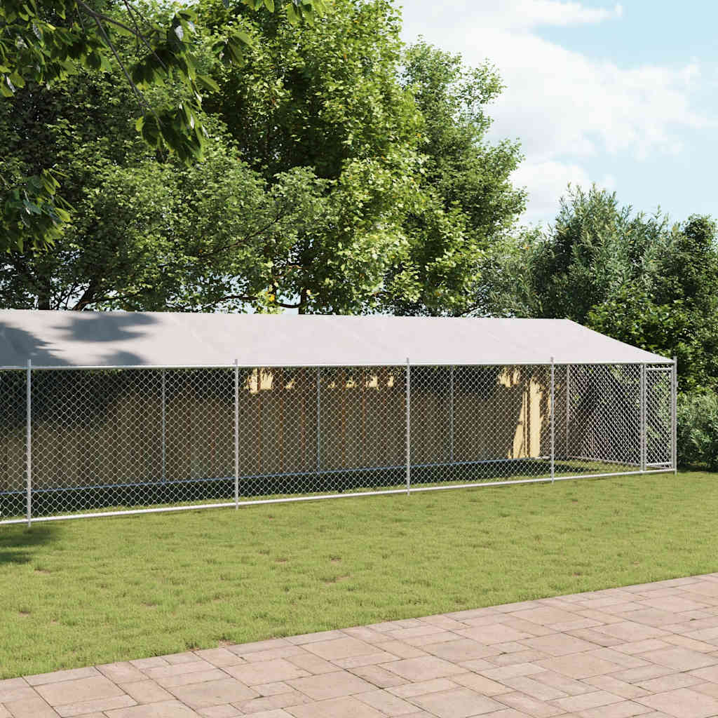 Hondenhok met dak en deur 10x2x2 m gegalvaniseerd staal grijs is nu te koop bij PeponiXL, paradijselijk wonen!