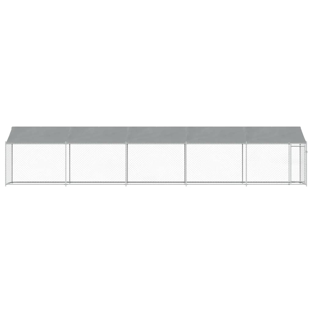 Hondenhok met dak en deur 10x2x2 m gegalvaniseerd staal grijs is nu te koop bij PeponiXL, paradijselijk wonen!