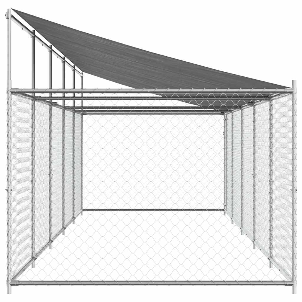 Hondenhok met dak en deur 10x2x2 m gegalvaniseerd staal grijs is nu te koop bij PeponiXL, paradijselijk wonen!