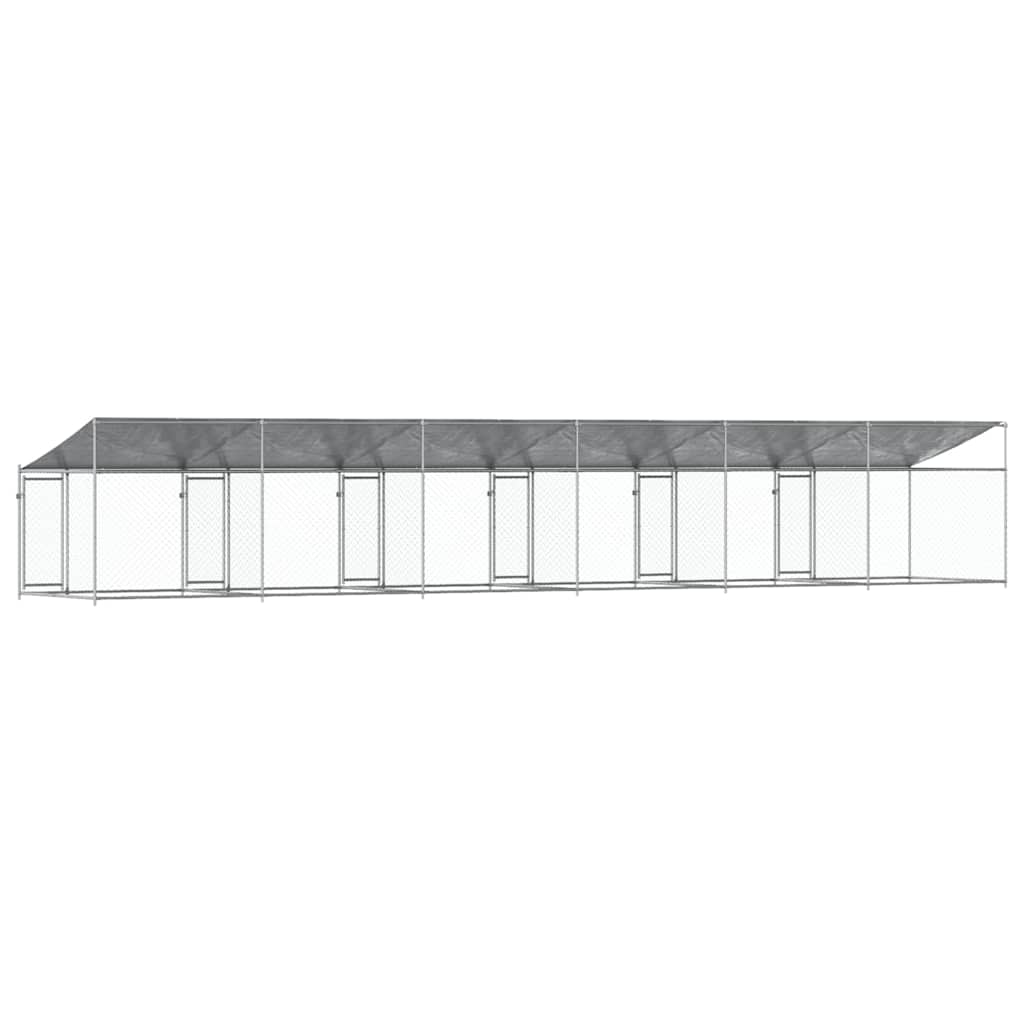 Hondenhok met dak en deur 10x2x2 m gegalvaniseerd staal grijs is nu te koop bij PeponiXL, paradijselijk wonen!
