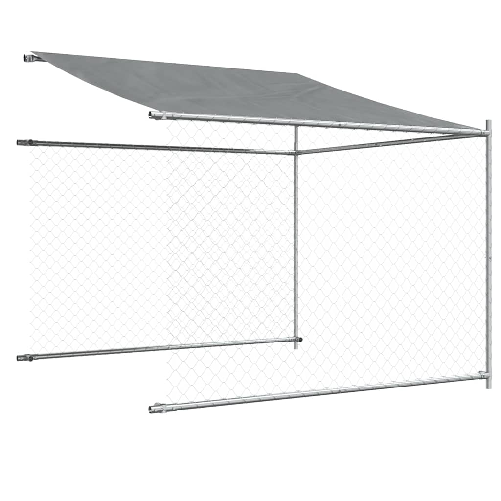 Hondenhok met dak en deur 10x2x2 m gegalvaniseerd staal grijs is nu te koop bij PeponiXL, paradijselijk wonen!
