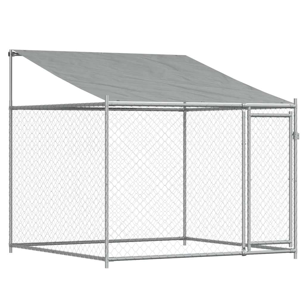 Hondenhok met dak en deur 10x2x2 m gegalvaniseerd staal grijs is nu te koop bij PeponiXL, paradijselijk wonen!