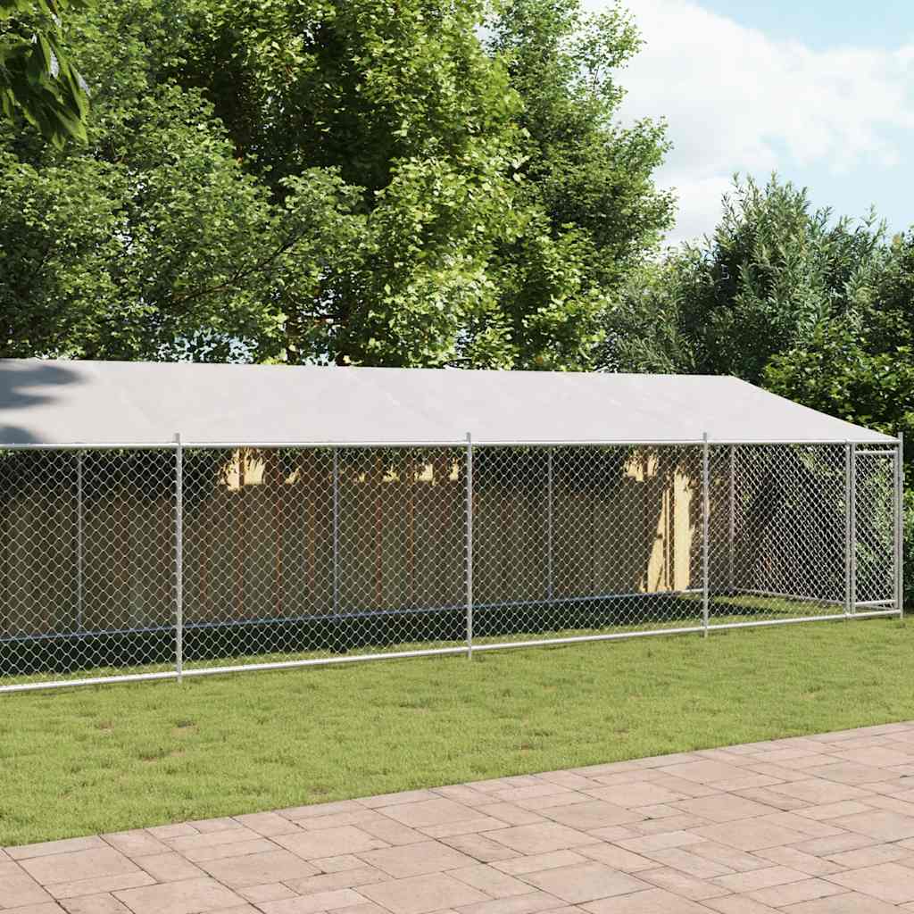 Hondenhok met dak en deur 10x2x2 m gegalvaniseerd staal grijs is nu te koop bij PeponiXL, paradijselijk wonen!