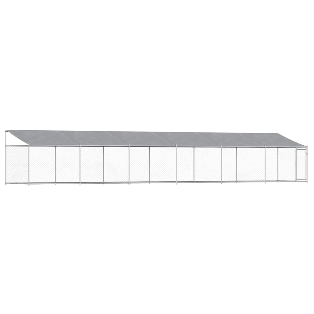 Hondenhok met dak en deur 12x2x2 m gegalvaniseerd staal grijs is nu te koop bij PeponiXL, paradijselijk wonen!