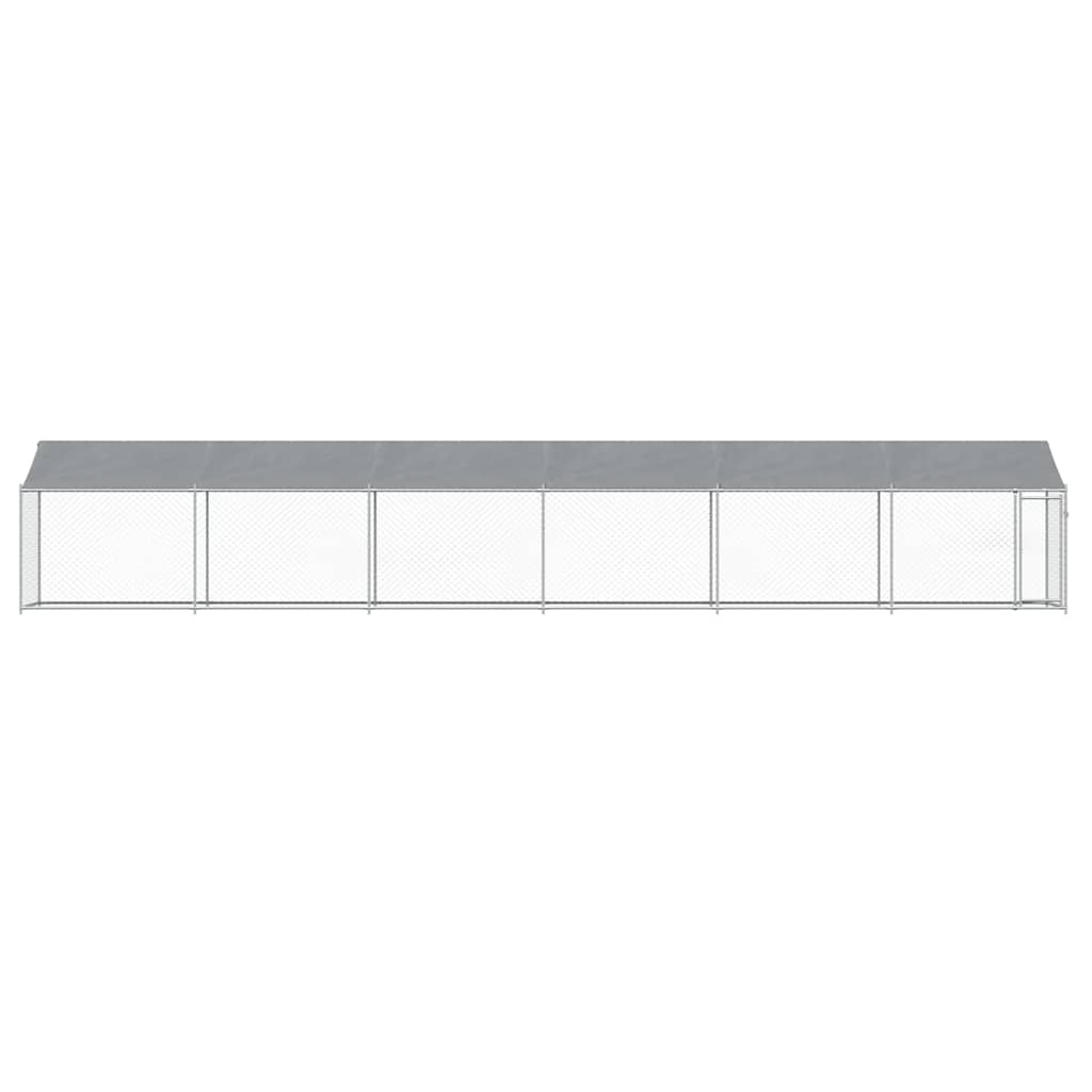 Hondenhok met dak en deur 12x2x2 m gegalvaniseerd staal grijs is nu te koop bij PeponiXL, paradijselijk wonen!