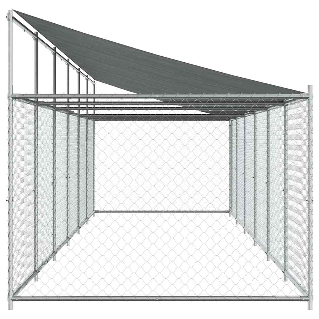 Hondenhok met dak en deur 12x2x2 m gegalvaniseerd staal grijs is nu te koop bij PeponiXL, paradijselijk wonen!