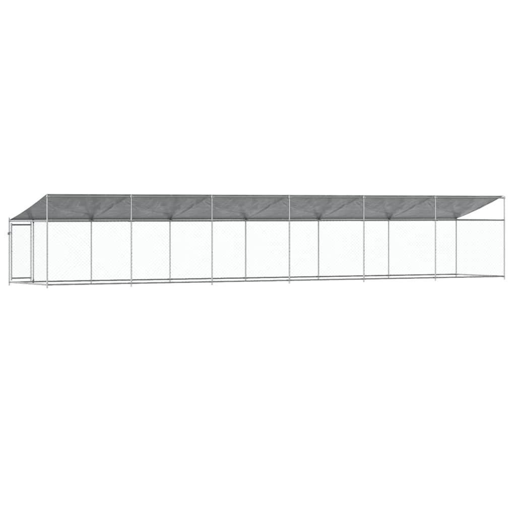 Hondenhok met dak en deur 12x2x2 m gegalvaniseerd staal grijs is nu te koop bij PeponiXL, paradijselijk wonen!