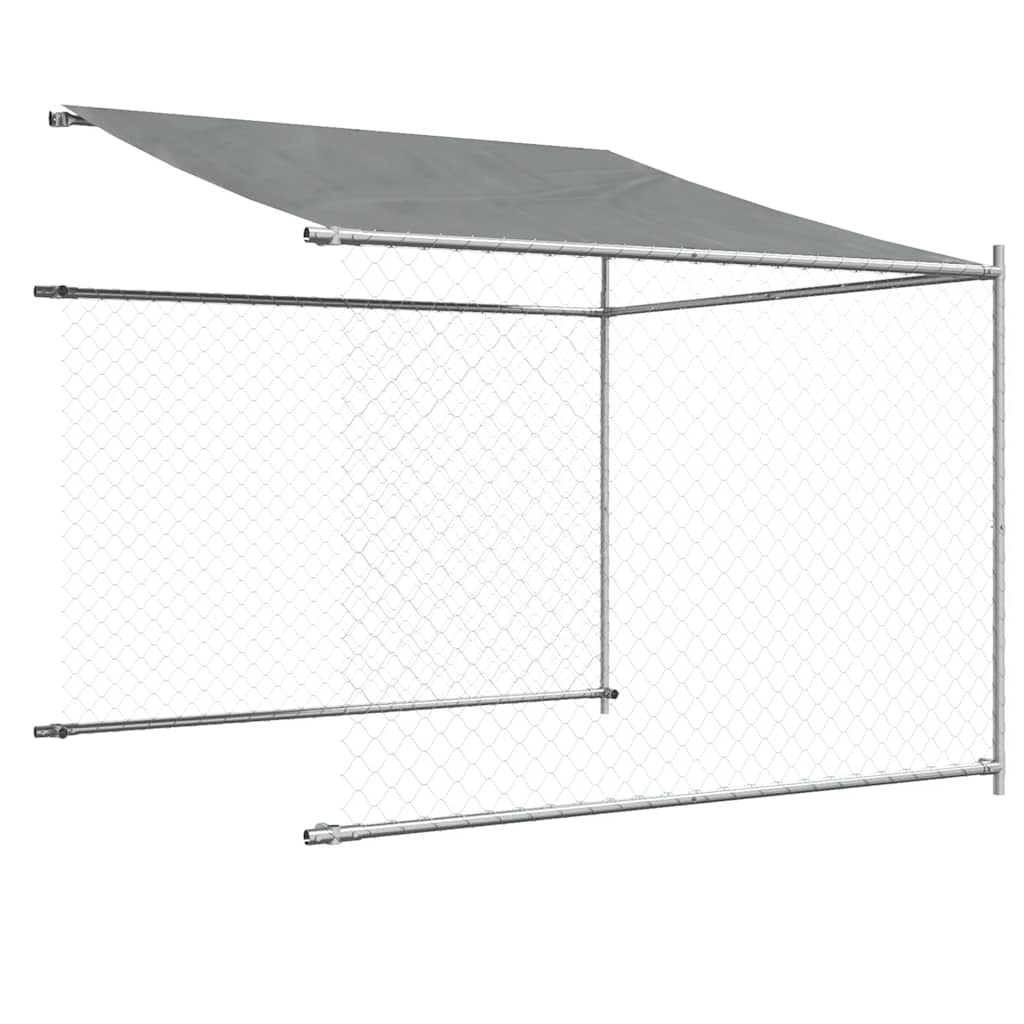Hondenhok met dak en deur 12x2x2 m gegalvaniseerd staal grijs is nu te koop bij PeponiXL, paradijselijk wonen!