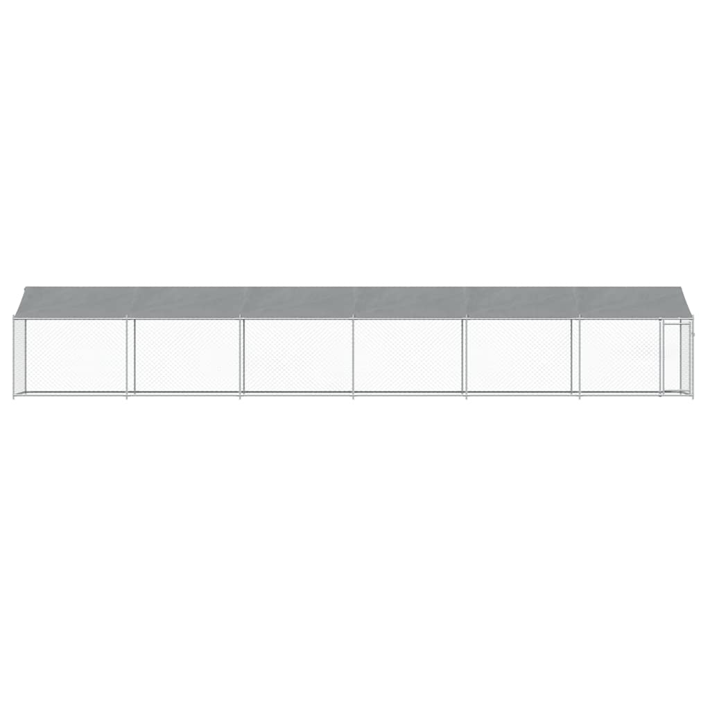 Hondenhok met dak en deur 12x2x2 m gegalvaniseerd staal grijs is nu te koop bij PeponiXL, paradijselijk wonen!