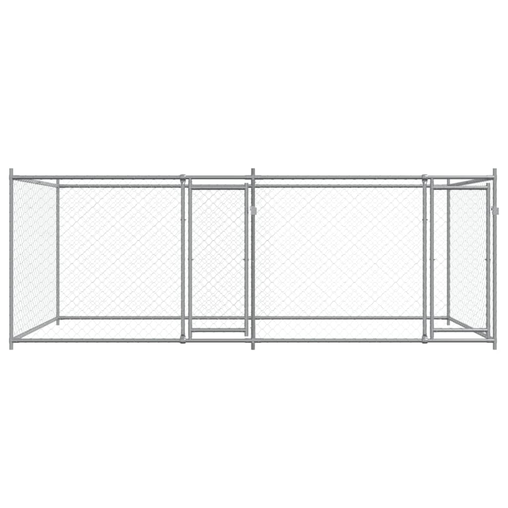 Hondenhok met deuren 4x2x1,5 m gegalvaniseerd staal grijs is nu te koop bij PeponiXL, paradijselijk wonen!
