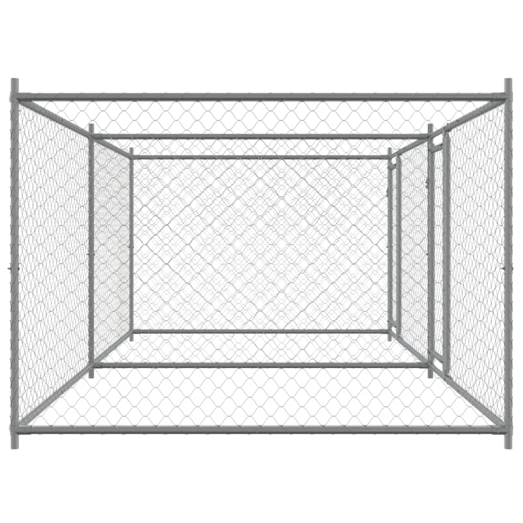 Hondenhok met deuren 4x2x1,5 m gegalvaniseerd staal grijs is nu te koop bij PeponiXL, paradijselijk wonen!