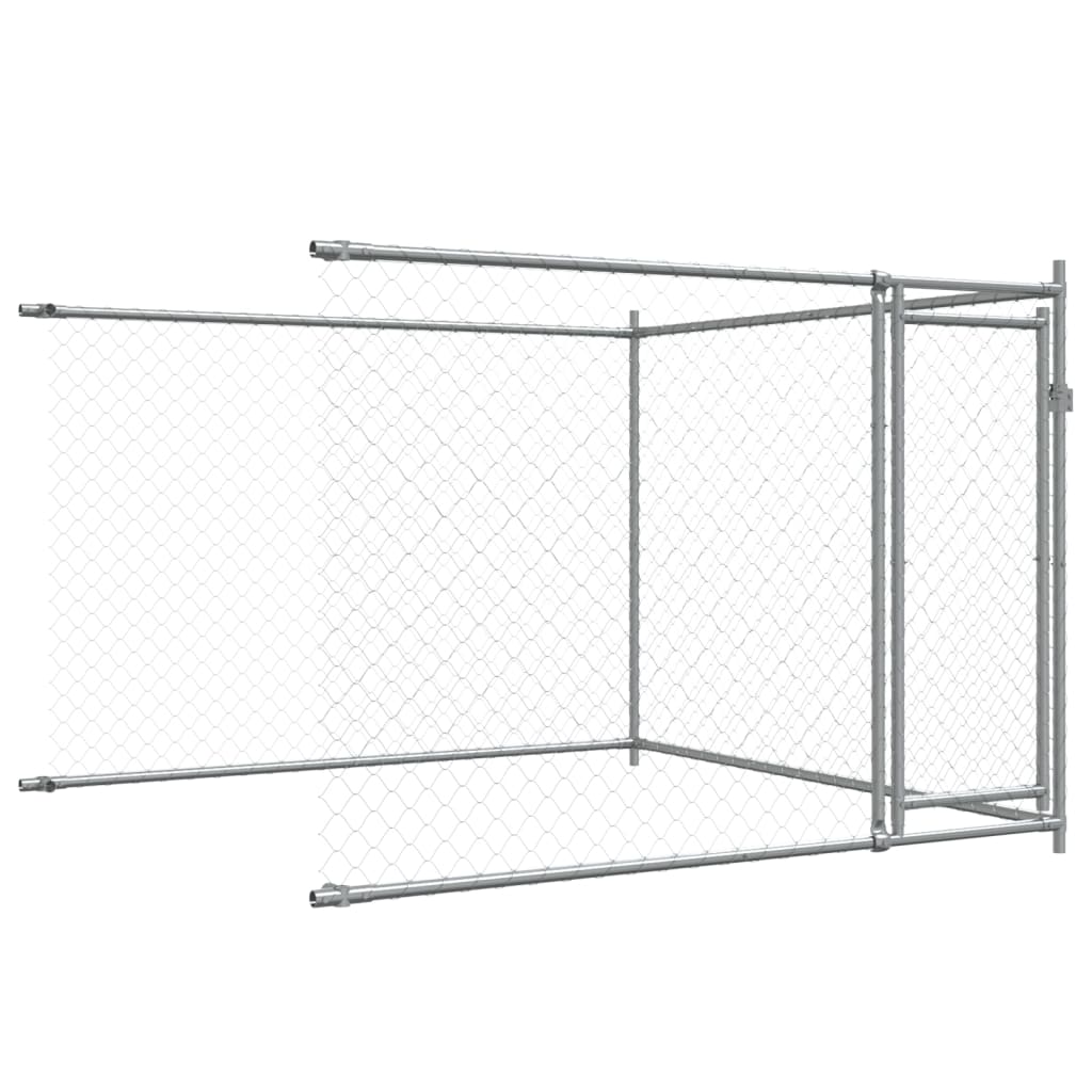 Hondenhok met deuren 4x2x1,5 m gegalvaniseerd staal grijs is nu te koop bij PeponiXL, paradijselijk wonen!