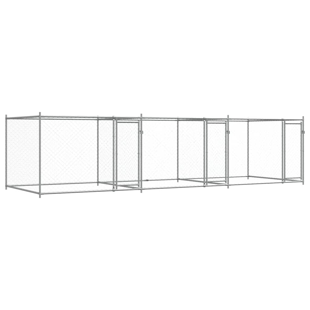 Hondenhok met deuren 6x2x1,5 m gegalvaniseerd staal grijs is nu te koop bij PeponiXL, paradijselijk wonen!