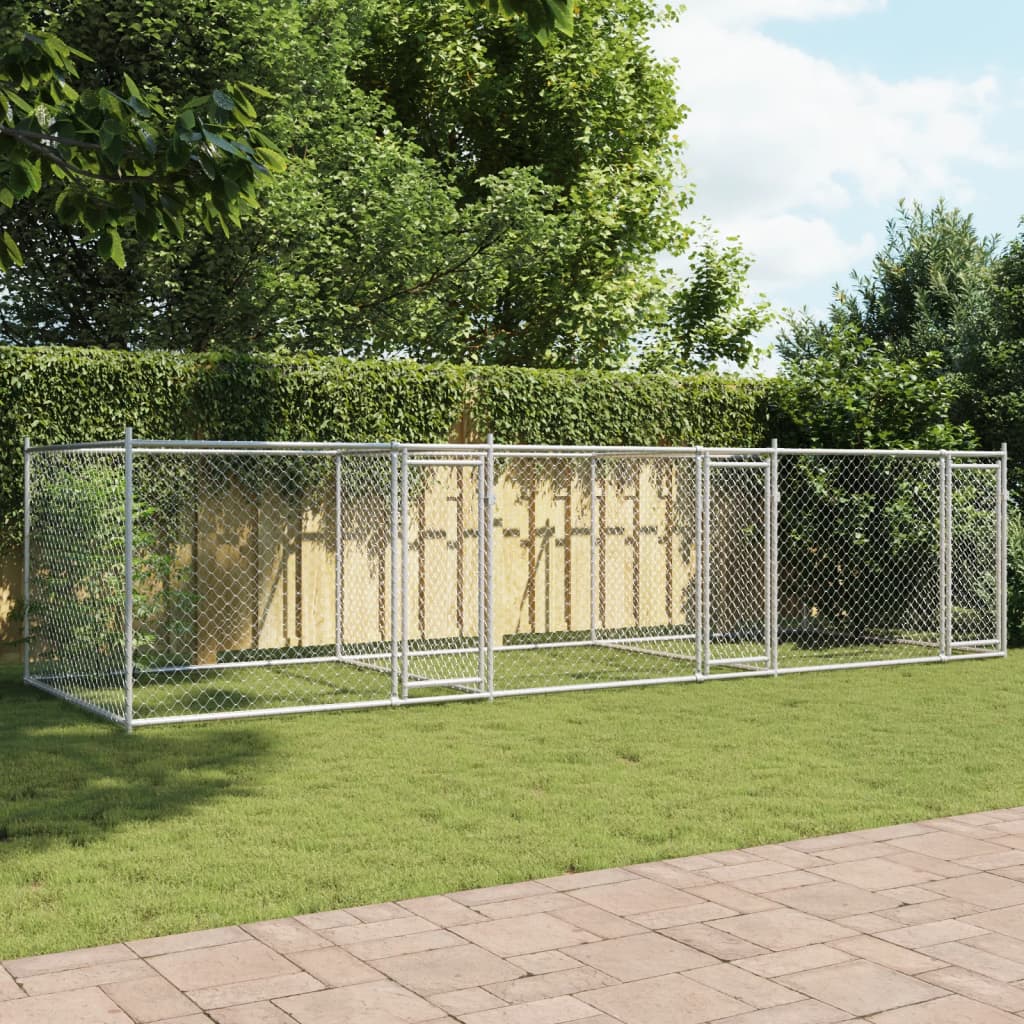 Hondenhok met deuren 6x2x1,5 m gegalvaniseerd staal grijs is nu te koop bij PeponiXL, paradijselijk wonen!