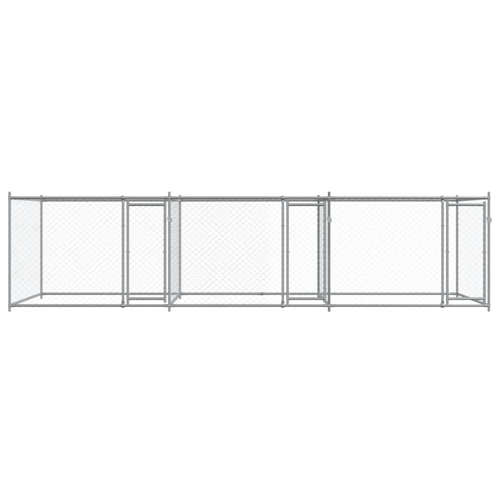 Hondenhok met deuren 6x2x1,5 m gegalvaniseerd staal grijs is nu te koop bij PeponiXL, paradijselijk wonen!
