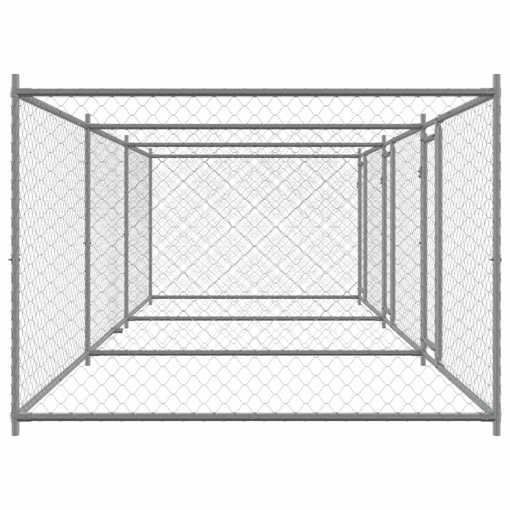 Hondenhok met deuren 6x2x1,5 m gegalvaniseerd staal grijs is nu te koop bij PeponiXL, paradijselijk wonen!