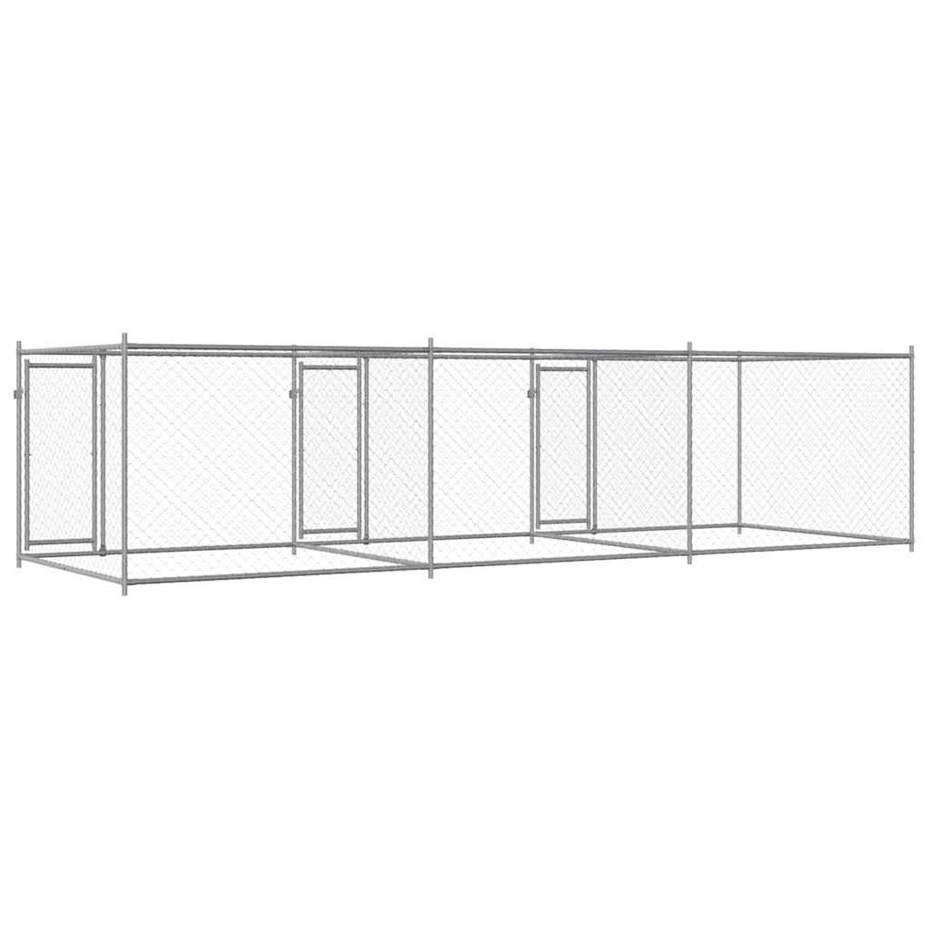 Hondenhok met deuren 6x2x1,5 m gegalvaniseerd staal grijs is nu te koop bij PeponiXL, paradijselijk wonen!