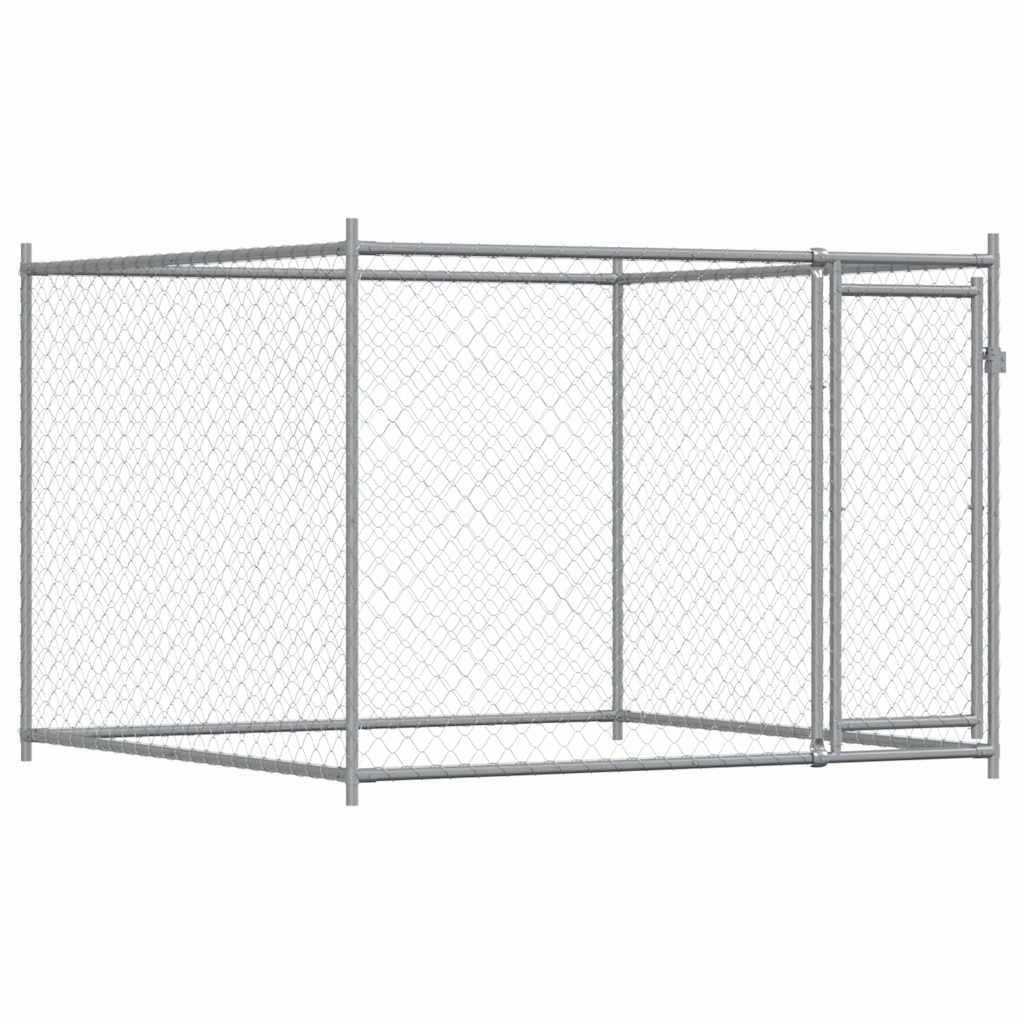 Hondenhok met deuren 6x2x1,5 m gegalvaniseerd staal grijs is nu te koop bij PeponiXL, paradijselijk wonen!