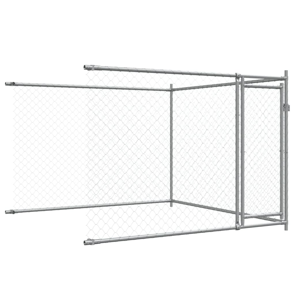Hondenhok met deuren 6x2x1,5 m gegalvaniseerd staal grijs is nu te koop bij PeponiXL, paradijselijk wonen!