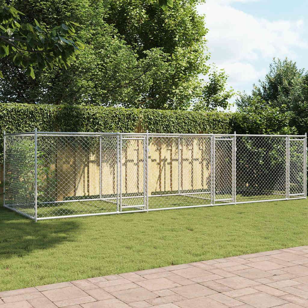 Hondenhok met deuren 6x2x1,5 m gegalvaniseerd staal grijs is nu te koop bij PeponiXL, paradijselijk wonen!