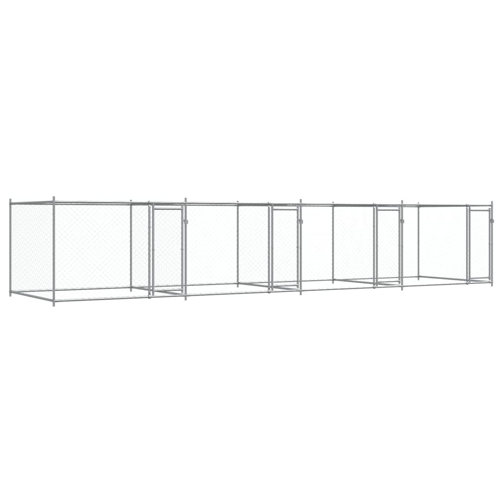 Hondenhok met deuren 8x2x1,5 m gegalvaniseerd staal grijs is nu te koop bij PeponiXL, paradijselijk wonen!
