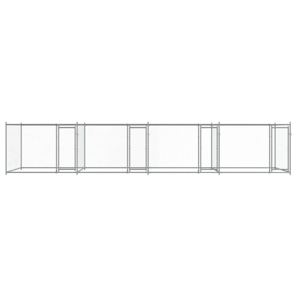 Hondenhok met deuren 8x2x1,5 m gegalvaniseerd staal grijs is nu te koop bij PeponiXL, paradijselijk wonen!
