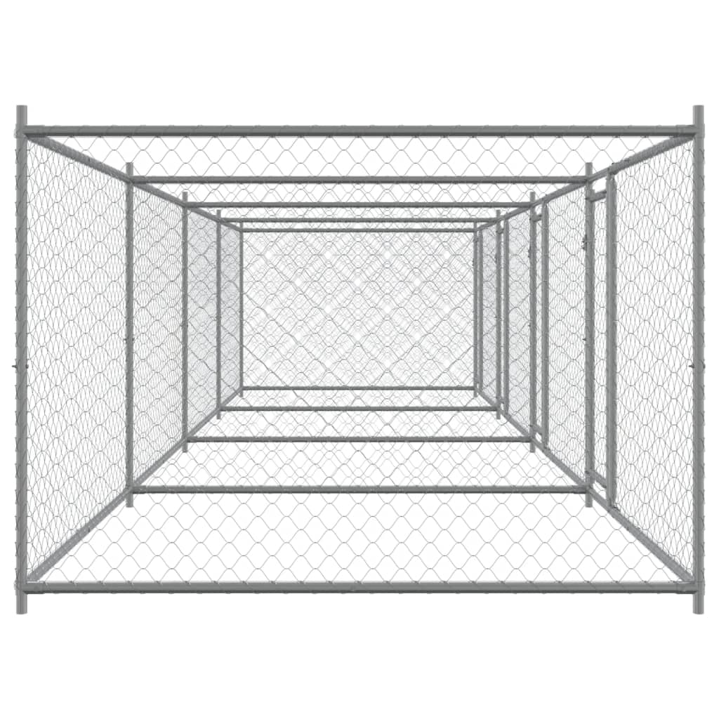 Hondenhok met deuren 8x2x1,5 m gegalvaniseerd staal grijs is nu te koop bij PeponiXL, paradijselijk wonen!