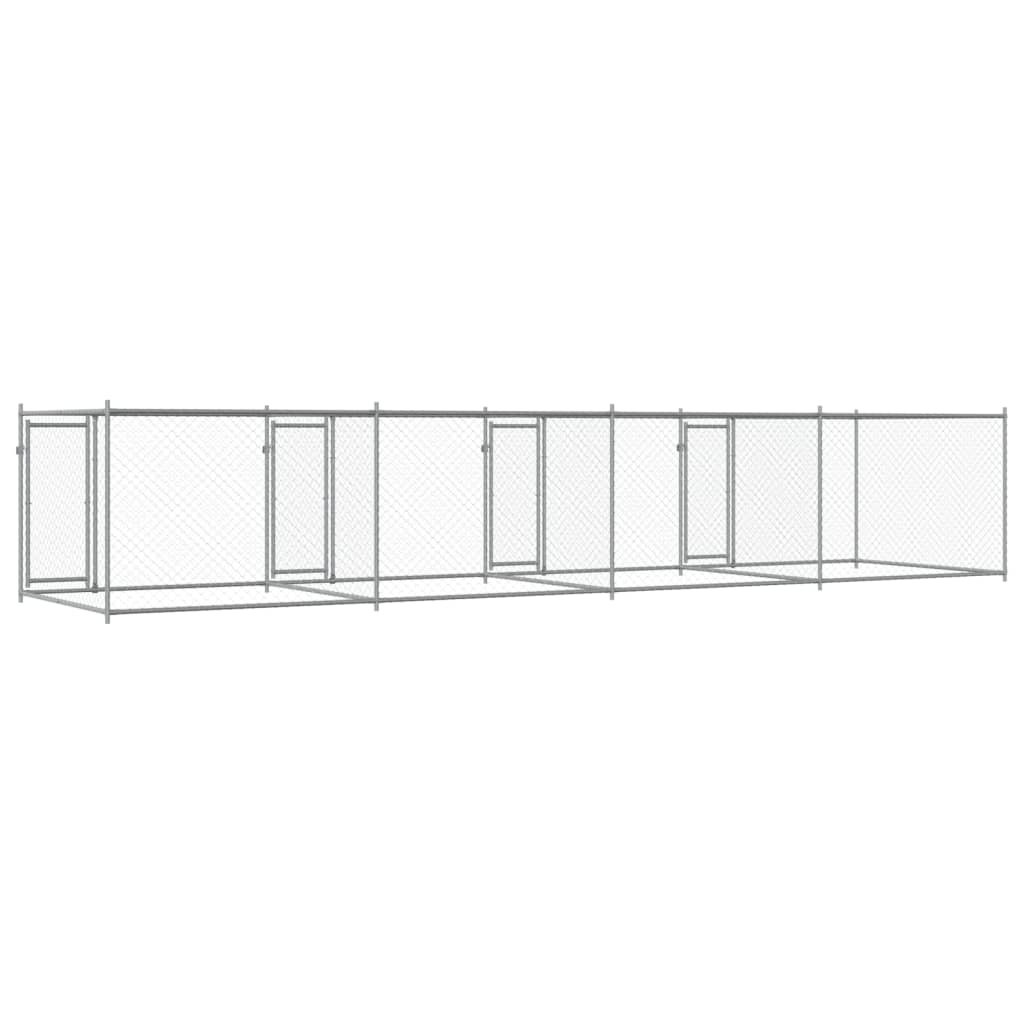 Hondenhok met deuren 8x2x1,5 m gegalvaniseerd staal grijs is nu te koop bij PeponiXL, paradijselijk wonen!