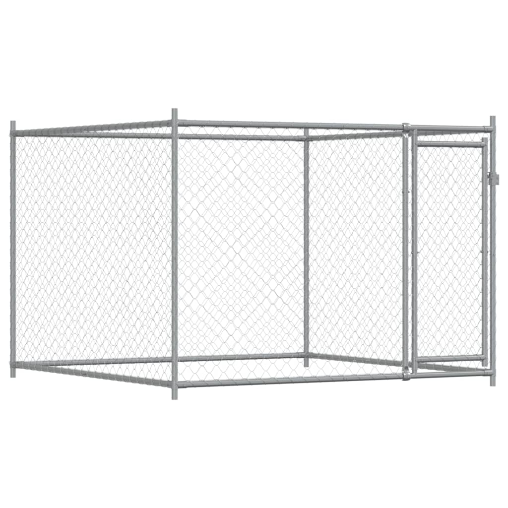 Hondenhok met deuren 8x2x1,5 m gegalvaniseerd staal grijs is nu te koop bij PeponiXL, paradijselijk wonen!