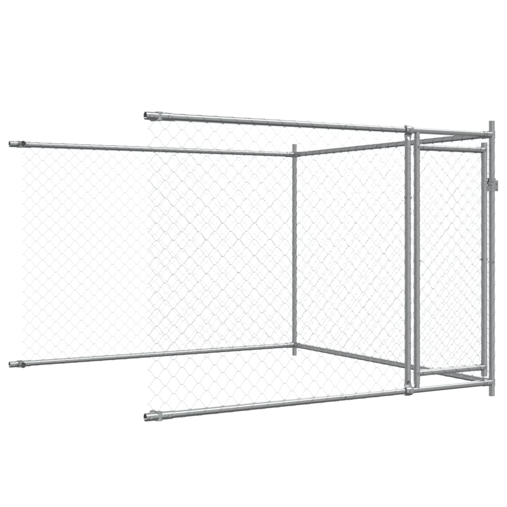 Hondenhok met deuren 8x2x1,5 m gegalvaniseerd staal grijs is nu te koop bij PeponiXL, paradijselijk wonen!