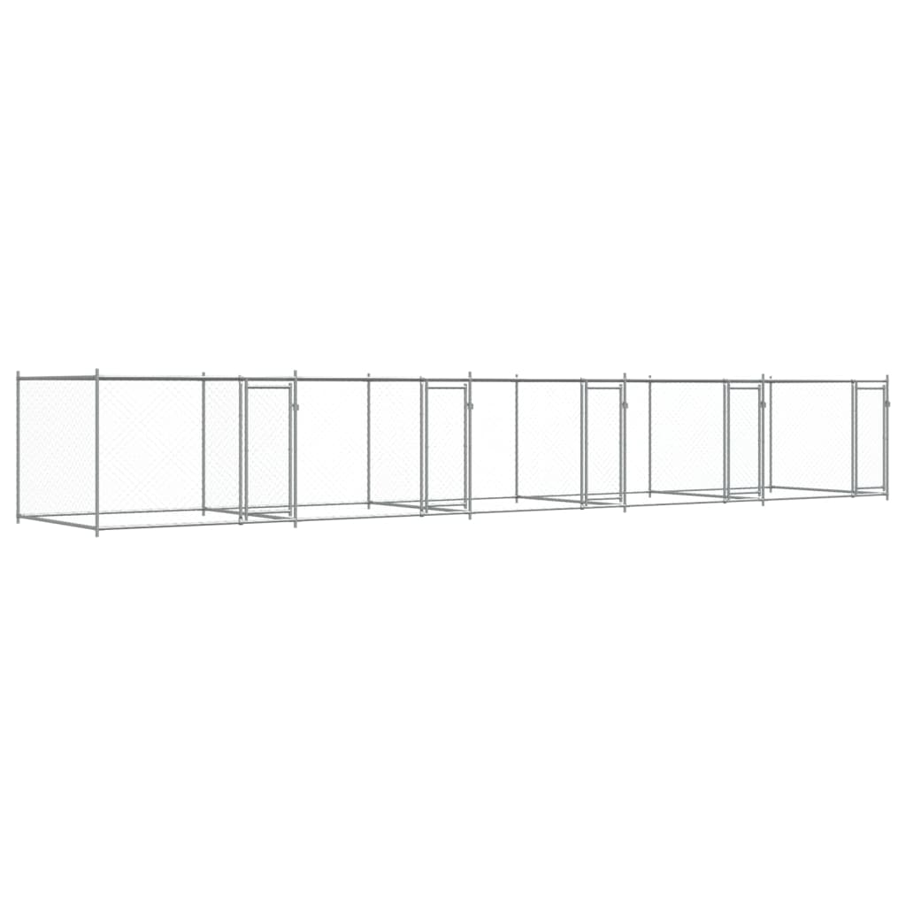 Hondenhok met deuren 10x2x1,5 m gegalvaniseerd staal grijs is nu te koop bij PeponiXL, paradijselijk wonen!