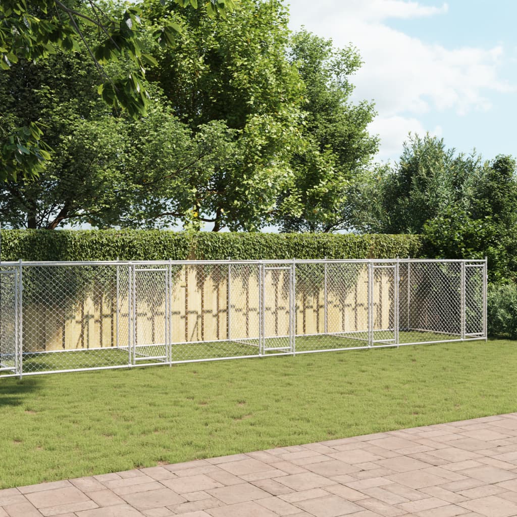 Hondenhok met deuren 10x2x1,5 m gegalvaniseerd staal grijs is nu te koop bij PeponiXL, paradijselijk wonen!