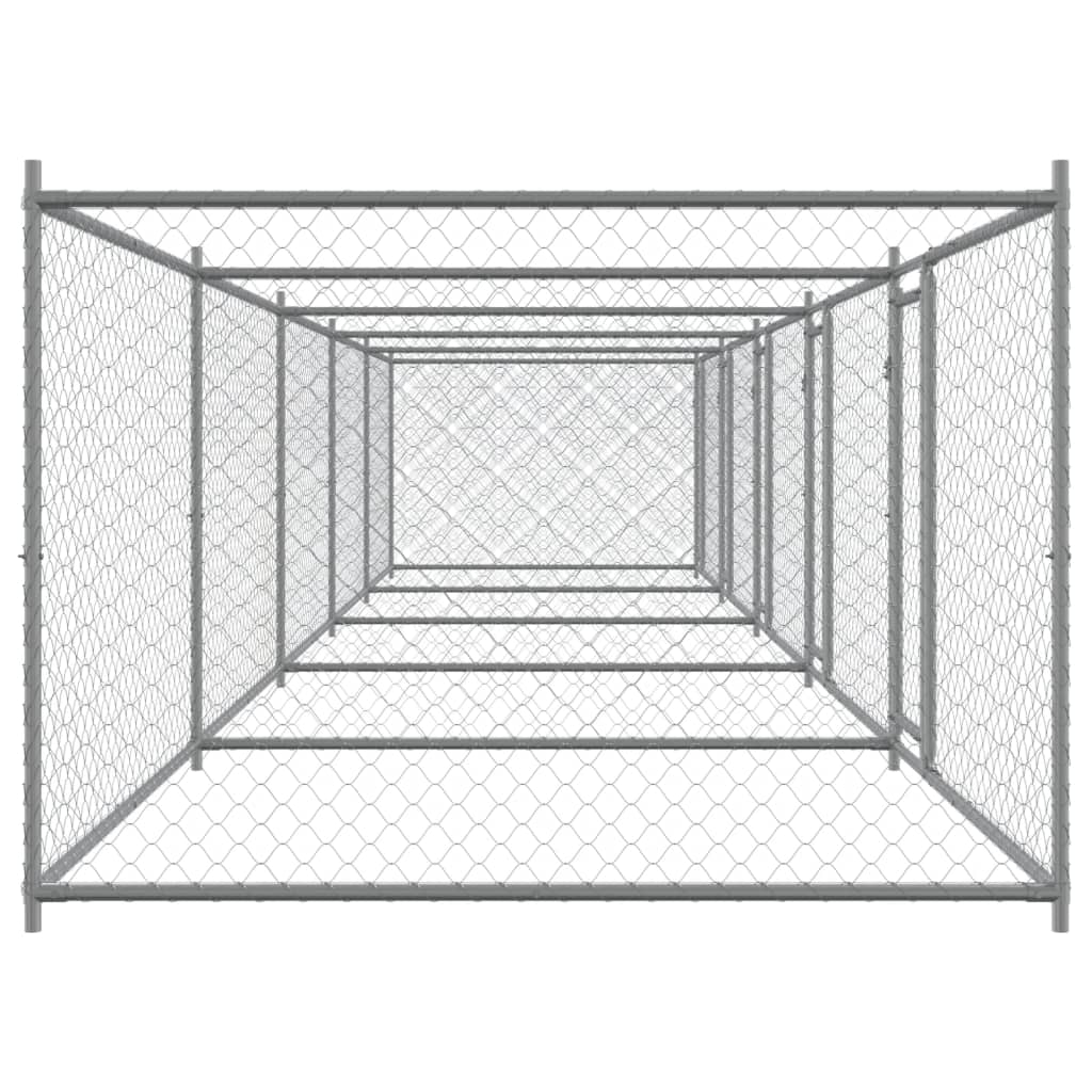 Hondenhok met deuren 10x2x1,5 m gegalvaniseerd staal grijs is nu te koop bij PeponiXL, paradijselijk wonen!