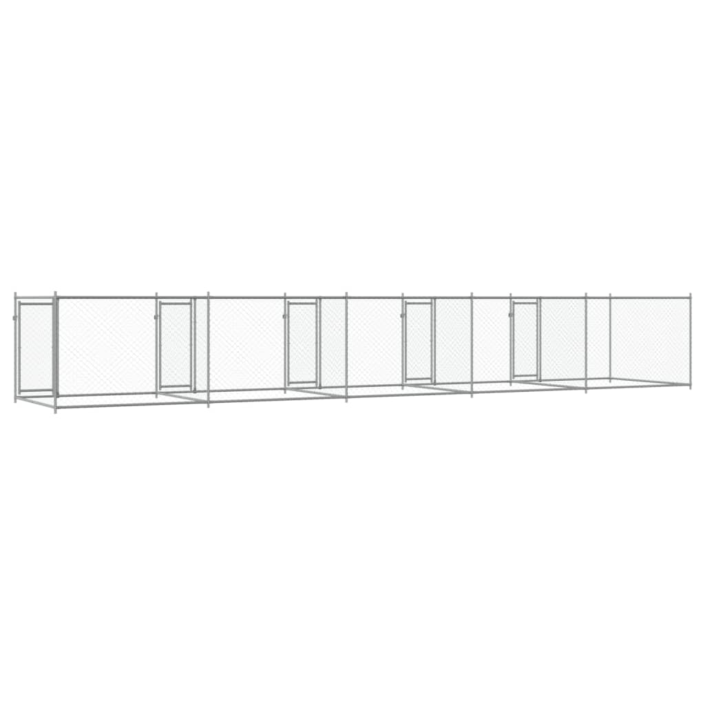 Hondenhok met deuren 10x2x1,5 m gegalvaniseerd staal grijs is nu te koop bij PeponiXL, paradijselijk wonen!